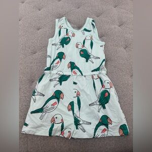 Tea Collection Mint Parrot Print Girls Romper Dress